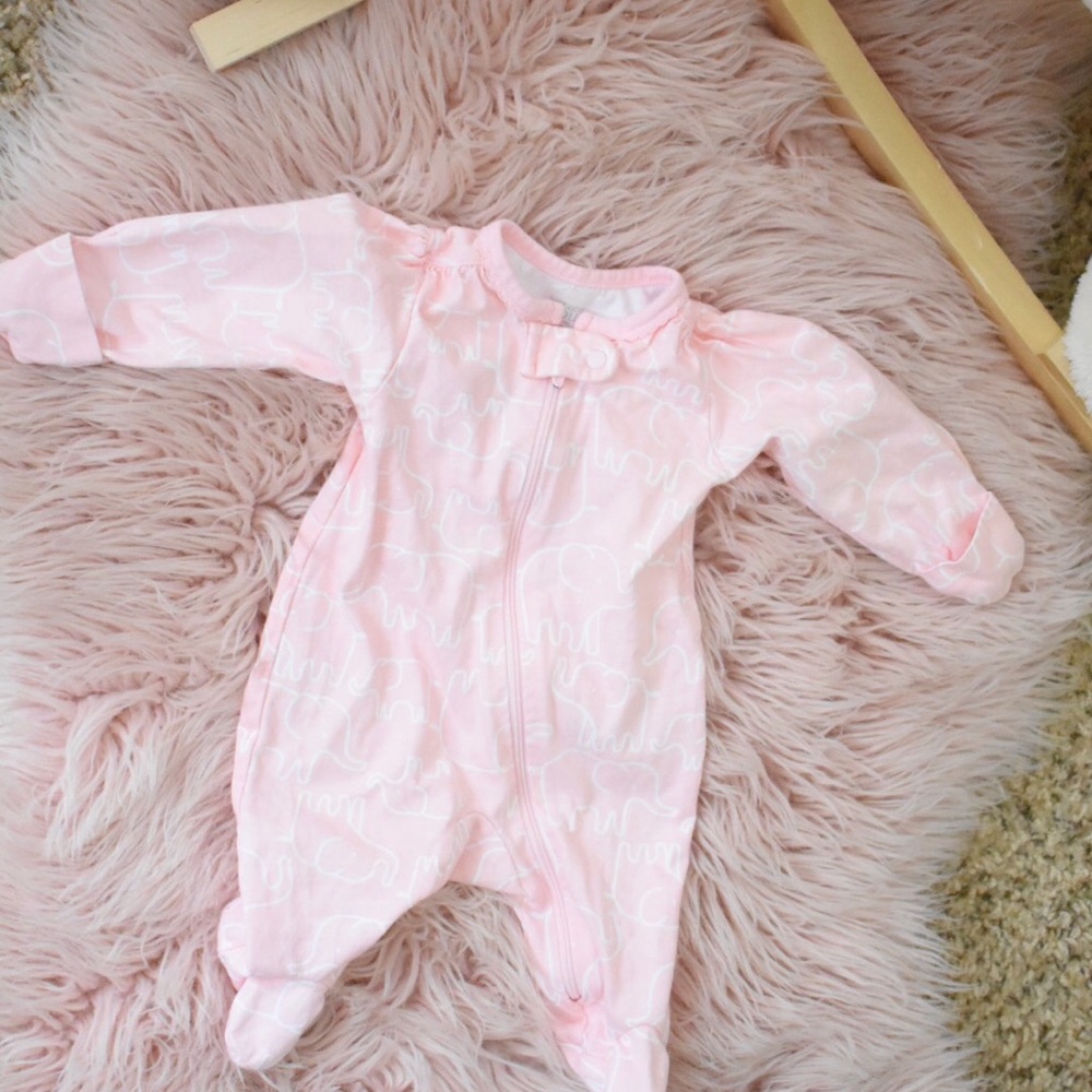 Zip Up Newborn Pink Elephant Onsie 🐘
